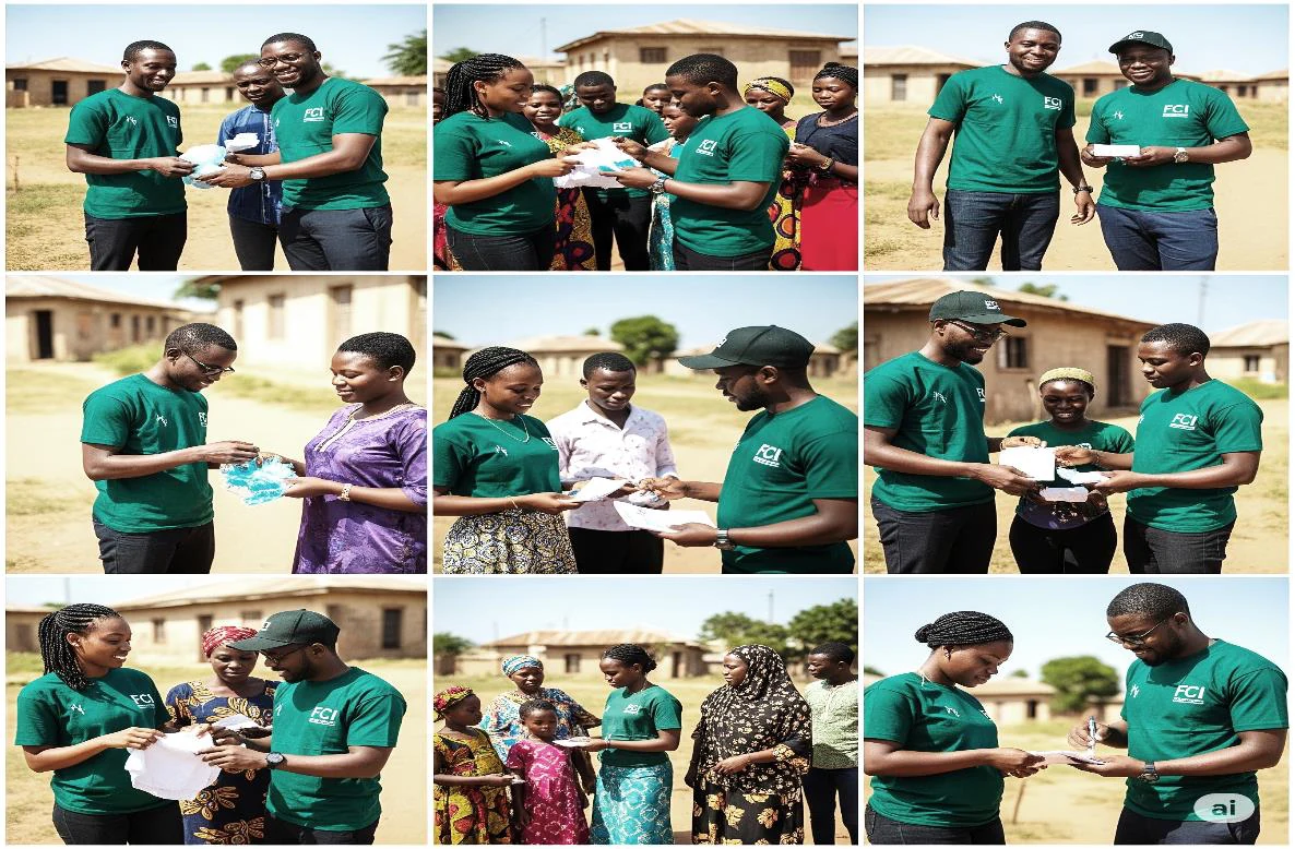 Collage of FCI staff engaging community members